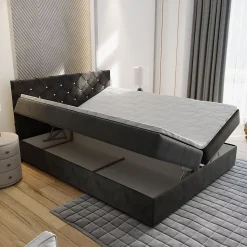 Lit Boxspring RIVA 180X200 CM MAGIC VELVET 2258, Rose, Lit avec matelas et rangement