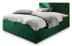 Lit Boxspring RIVA 140X200 CM MAGIC VELVET 2225, Vert foncé, Lit avec matelas et rangement