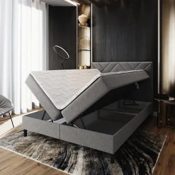 Lit Boxspring ROKIS 160X200 CM MONOLITH 48, Jaune, Lit avec matelas et rangement