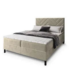 Lit Boxspring ROKIS 160X200 CM MONOLITH 04, Crème, Lit avec matelas et rangement