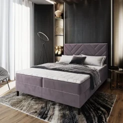 Lit Boxspring ROKIS 180X200 CM MONOLITH 62, Lilas, Lit avec matelas et rangement