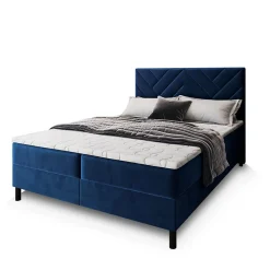 Lit Boxspring ROKIS 140X200 CM MONOLITH 77, Bleu, Lit avec matelas et rangement