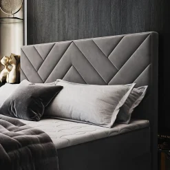 Lit Boxspring ROKIS 140X200 CM MONOLITH 77, Bleu, Lit avec matelas et rangement