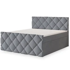 Lit Boxspring ROVARI 160X200 CM KRONOS 15, Gris, Lit avec matelas et rangement