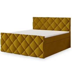 Lit Boxspring ROVARI 180X200 CM KRONOS 01, Jaune, Lit avec matelas et rangement