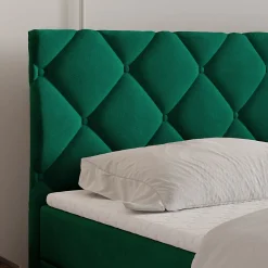 Lit Boxspring ROVARI 140X200 CM KRONOS 19, Vert foncé, Lit avec matelas et rangement