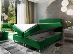 Lit Boxspring SANTA 180X200 CM PAROS 02, Beige, Lit avec matelas et rangement