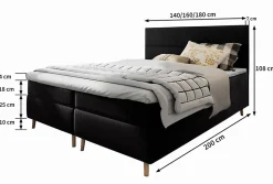 Lit Boxspring SANTA 180X200 CM PAROS 02, Beige, Lit avec matelas et rangement