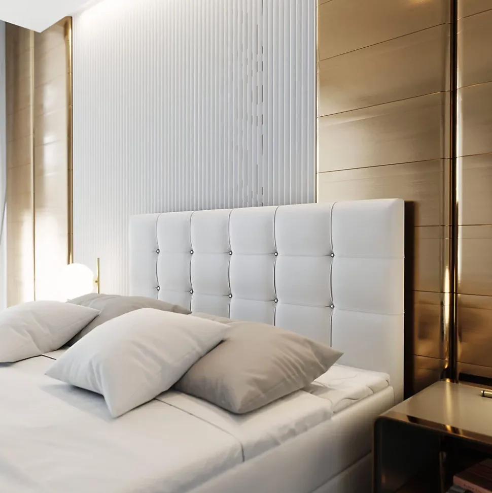 Lit Boxspring SLAT 180X200 CM COSMIC 10, Beige, Lit avec matelas et rangement