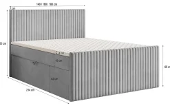 Lit Boxspring TERVAN 140X200 CM KRONOS 19, Vert foncé, Lit avec matelas et rangement