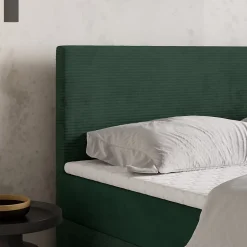 Lit Boxspring TORREL 160X200 CM POSO 14 + KRONOS 14, Vert foncé, Lit avec matelas et rangement