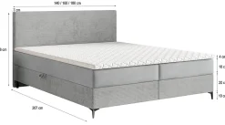 Lit Boxspring TORREL 180X200 CM POSO 06 + KRONOS 06, Marron, Lit avec matelas et rangement