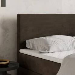 Lit Boxspring TORREL 180X200 CM POSO 06 + KRONOS 06, Marron, Lit avec matelas et rangement