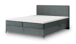 Lit Boxspring TORREL 140X200 CM POSO 60 + PAROS 06, Gris, Lit avec matelas et rangement