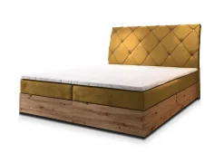 Lit Boxspring VELLANO 160X200 CM KRONOS 01, Jaune, Lit avec matelas et rangement