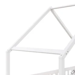 Lit cabane asymétrique CORA 90 x 190 cm en pin massif lasuré blanc
