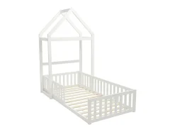 Lit cabane 90 x 190 cm - Pin et MDF - Blanc - VARLAINE