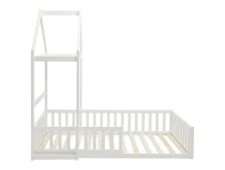 Lit cabane 90 x 190 cm - Pin et MDF - Blanc - VARLAINE