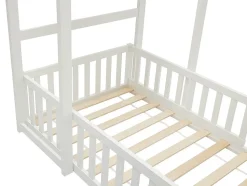 Lit cabane 90 x 190 cm - Pin et MDF - Blanc - VARLAINE