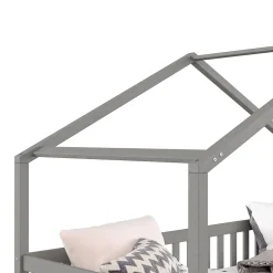 Lit cabane ELEA avec tiroirs, 90 x 200 cm en pin massif lasuré gris