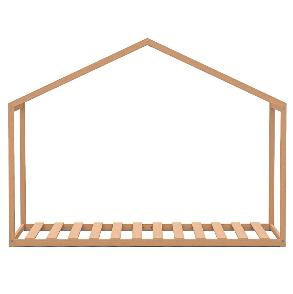 Lit cabane enfant 90x190cm bois massif WATE Naturel inclus sommier