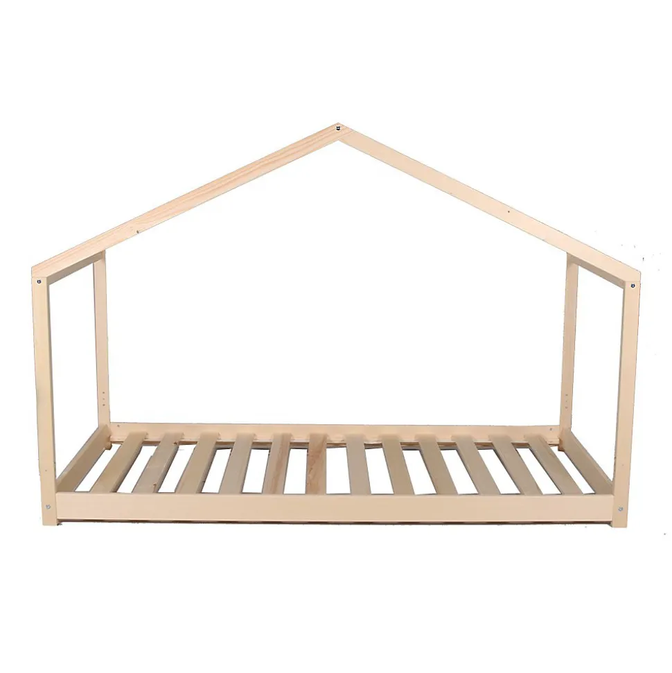 Lit cabane enfant 90x190cm bois massif KITO Naturel inclus sommier