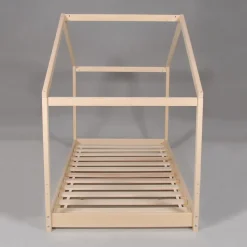 Lit cabane enfant 90x190cm bois massif KITO Naturel inclus sommier