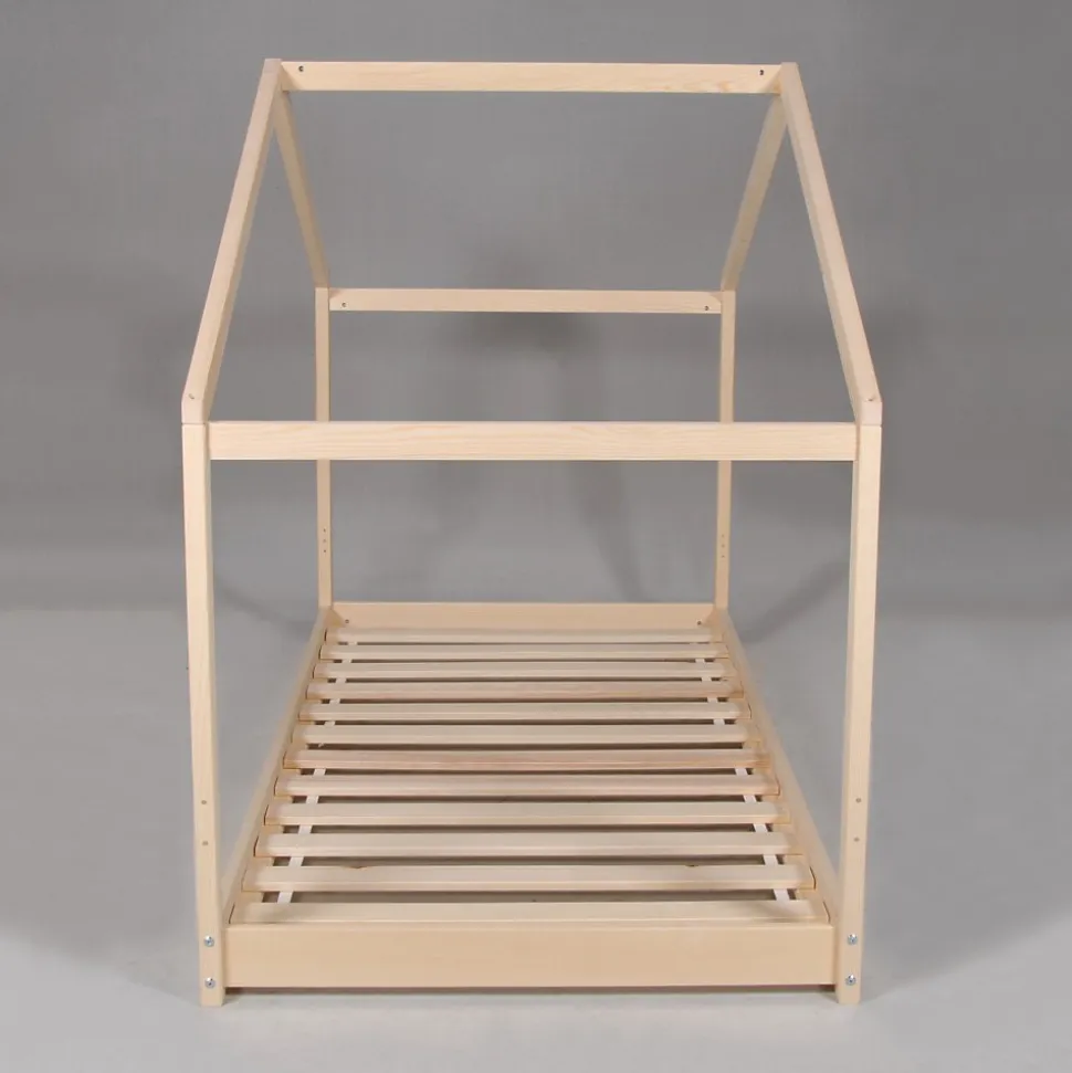 Lit cabane enfant 90x190cm bois massif KITO Naturel inclus sommier