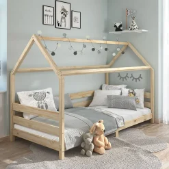 Lit cabane FINA 90 x 190 cm, en pin massif naturel