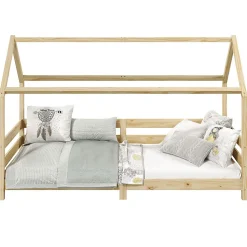 Lit cabane FINA 90 x 190 cm, en pin massif naturel