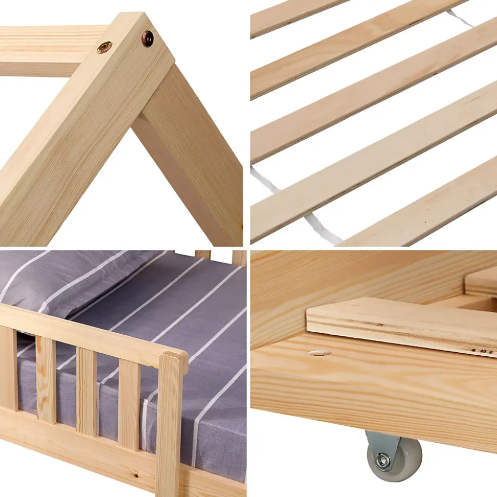 Lit cabane gigogne pour enfant 190x90cm en bois MARCEAU - HAPPY GARDEN