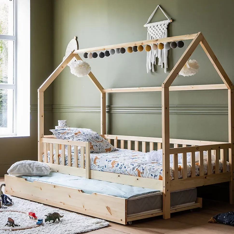 Lit cabane gigogne pour enfant 190x90cm en bois MARCEAU - HAPPY GARDEN