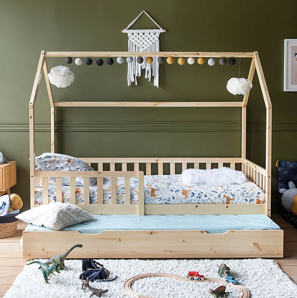 Lit cabane gigogne pour enfant 190x90cm en bois MARCEAU - HAPPY GARDEN