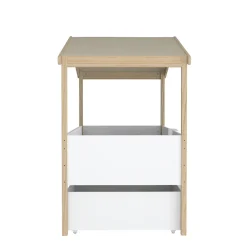 Lit cabane hauteur 90x200cm bois massif POLI naturel blanc inclus sommier et 2 tiroirs