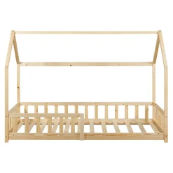 Lit cabane Hesel avec matelas à mousse froid 90 x 200 cm naturel en.casa