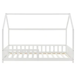 Lit cabane Hesel avec matelas à mousse froid 90 x 200 cm blanc en.casa