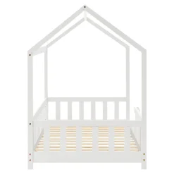 Lit cabane Hesel avec matelas à mousse froid 90 x 200 cm blanc en.casa