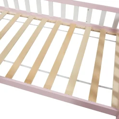 Lit cabane Hesel avec matelas à mousse froid 90 x 200 cm rose en.casa