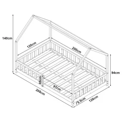 Lit cabane Hesel pour enfants bois de pin 120 x 200 cm vert menthe en.casa