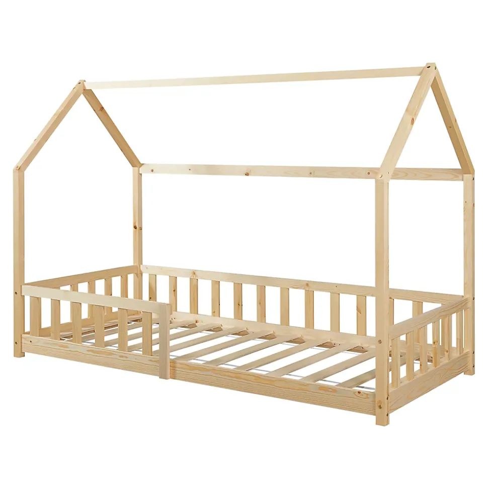 Lit cabane Hesel pour enfants bois de pin 90 x 200 cm naturel en.casa