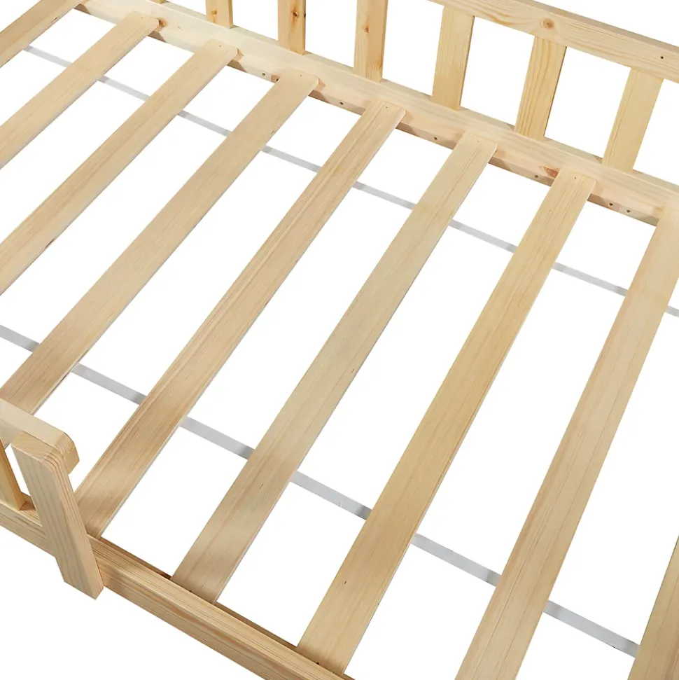 Lit cabane Hesel pour enfants bois de pin 90 x 200 cm naturel en.casa