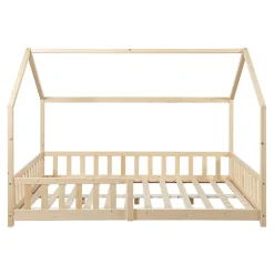 Lit cabane Hesel pour enfants bois de pin 120 x 200 cm naturel en.casa