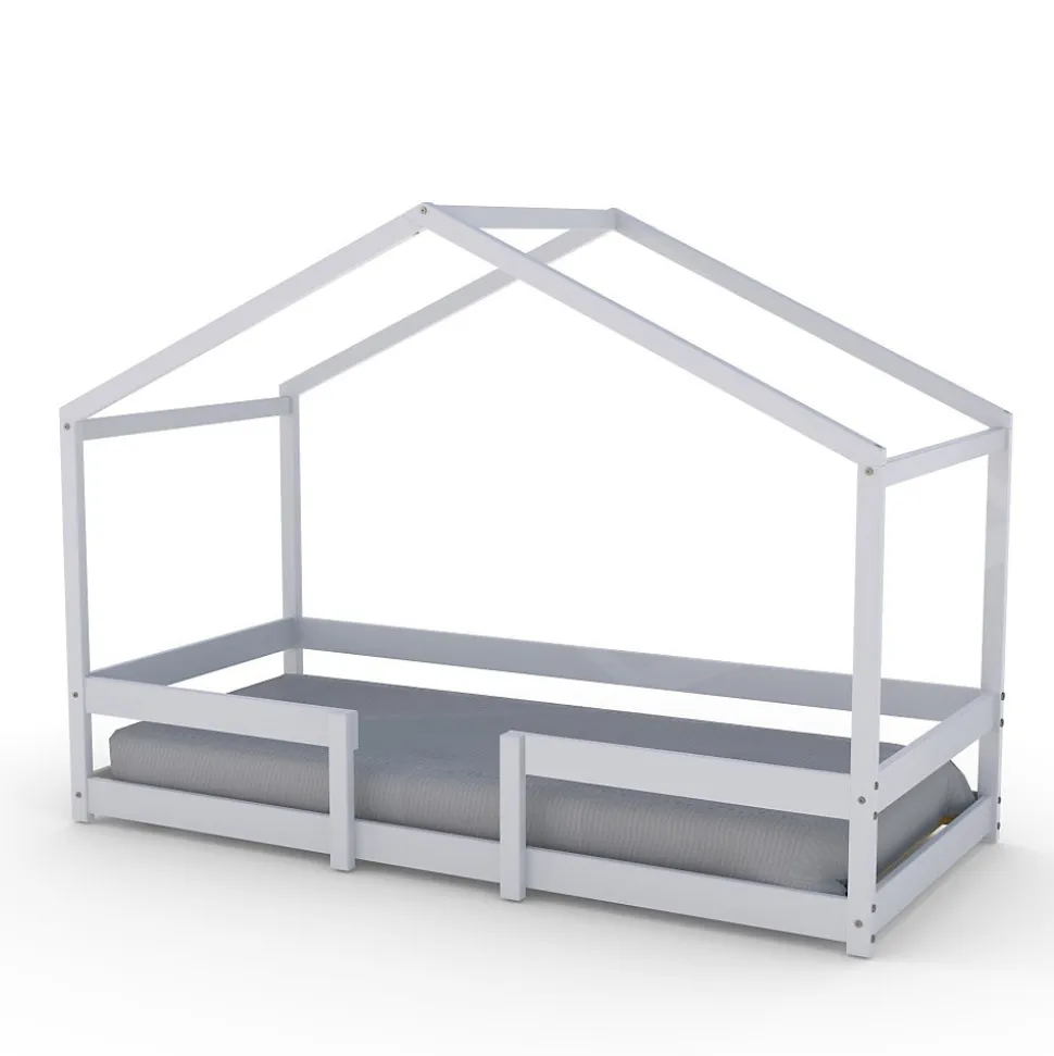 Lit cabane INDIANA 90x190 + sommier / blanc