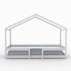 Lit cabane INDIANA 90x190 + sommier / blanc
