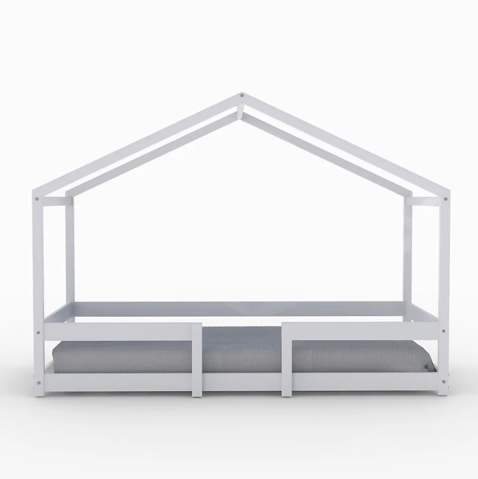Lit cabane INDIANA 90x190 + sommier / blanc