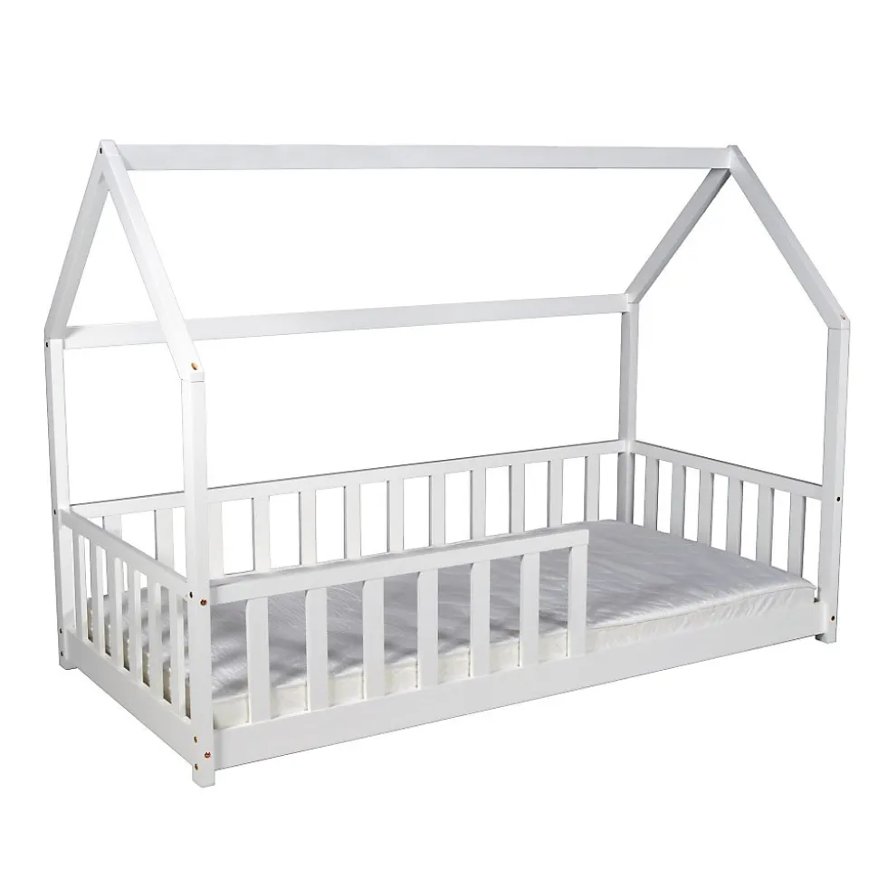 Lit cabane Kiwi 90x190 avec sommier et matelas /Blanc