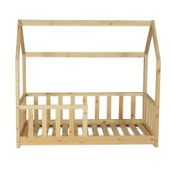 Lit cabane Kiwi 70x140 avec sommier et matelas /Naturel