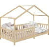 Lit cabane LISAN 90 x 190 cm, en pin massif naturel