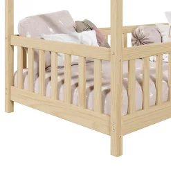 Lit cabane LISAN 90 x 190 cm, en pin massif naturel