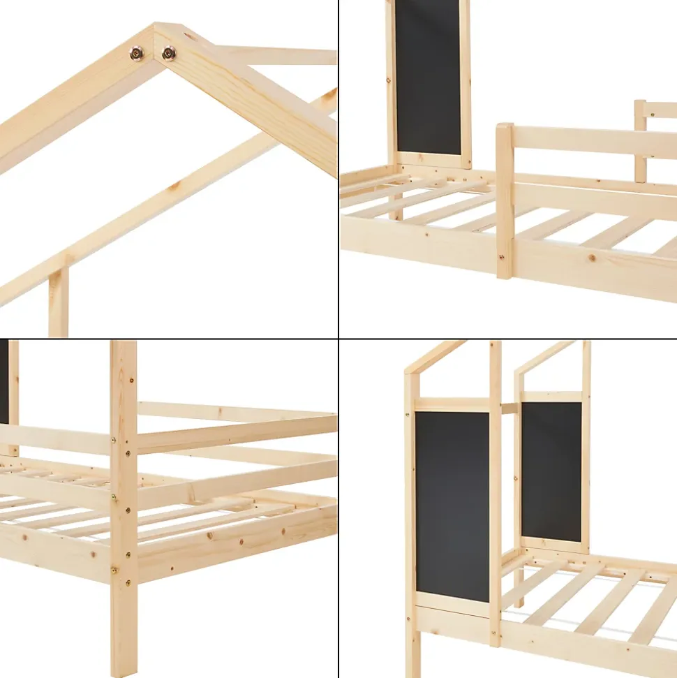 Lit cabane Lorenskog bois de pin 90 x 200 cm naturel en.casa